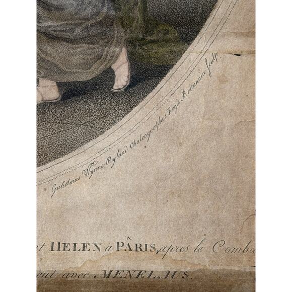 1776 Ryland Engraving After Angelica Kauffman Venus Helen Paris Hand Colored - Picture 4 of 13
